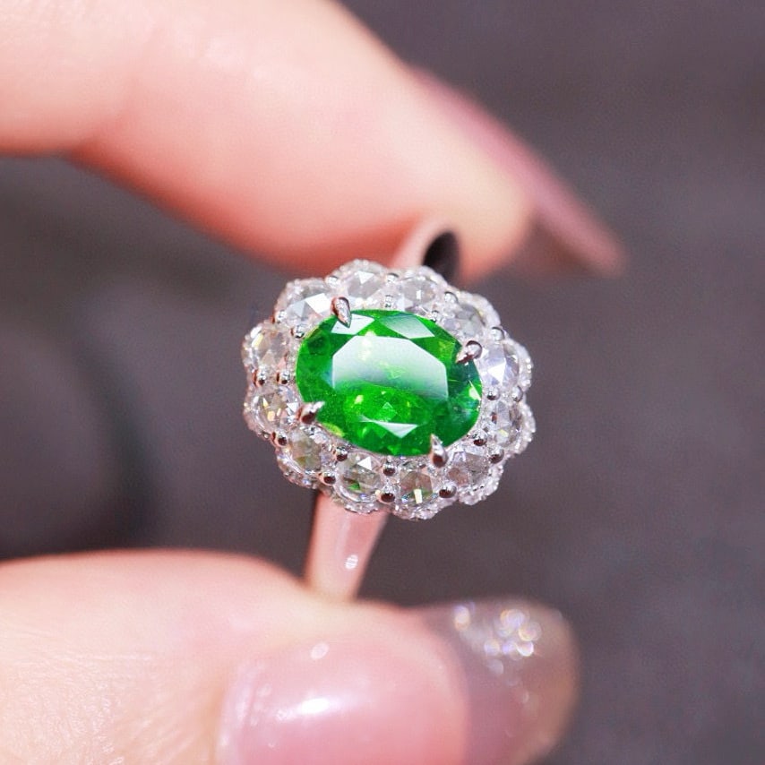 14k Gold 1.73 Ctw Natural Tsavorite & Diamond Ring - 5