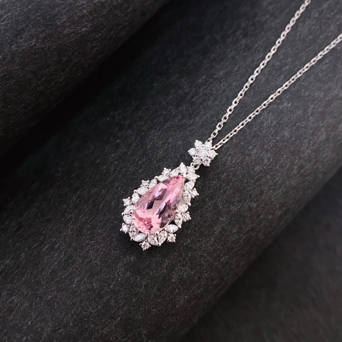 14k Gold 2.53 Ctw Natural Morganite & Diamond Pendant( Without Chain ) - 4