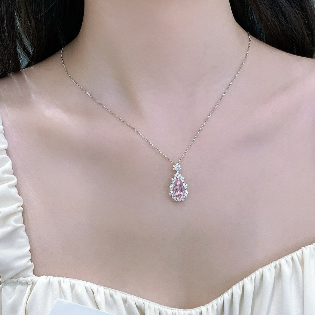 14k Gold 2.53 Ctw Natural Morganite & Diamond Pendant( Without Chain ) - 5