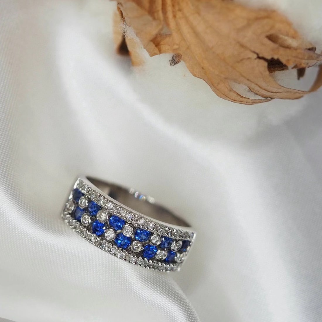 14k Gold 1.05 Ctw Natural Sapphire & Diamond Ring - 2