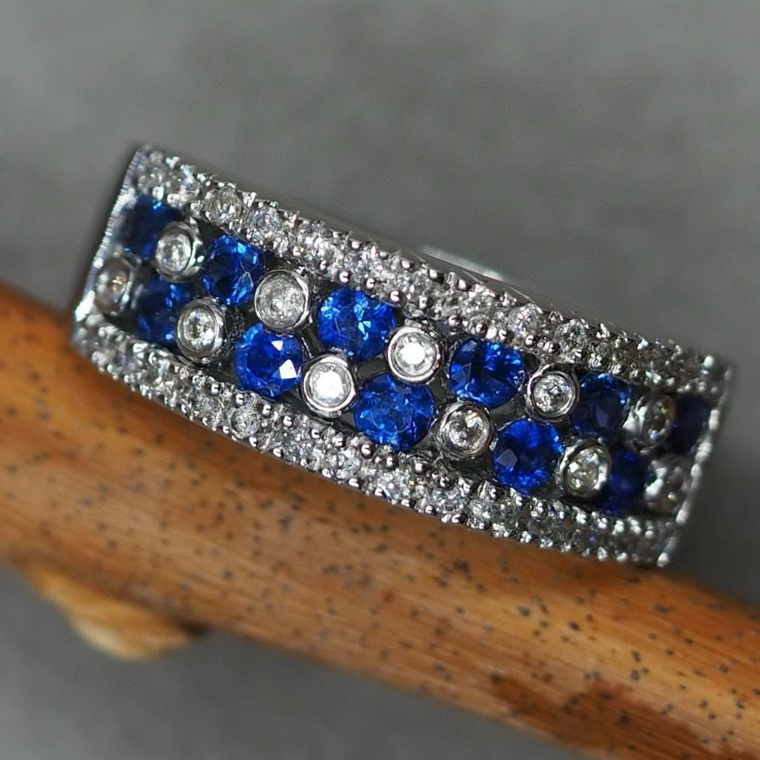 14k Gold 1.05 Ctw Natural Sapphire & Diamond Ring - 3