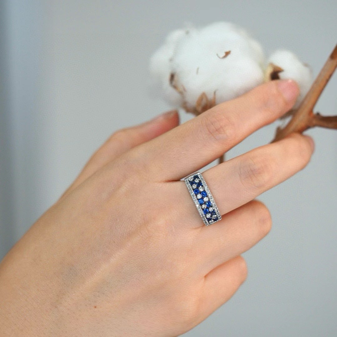 14k Gold 1.05 Ctw Natural Sapphire & Diamond Ring - 4