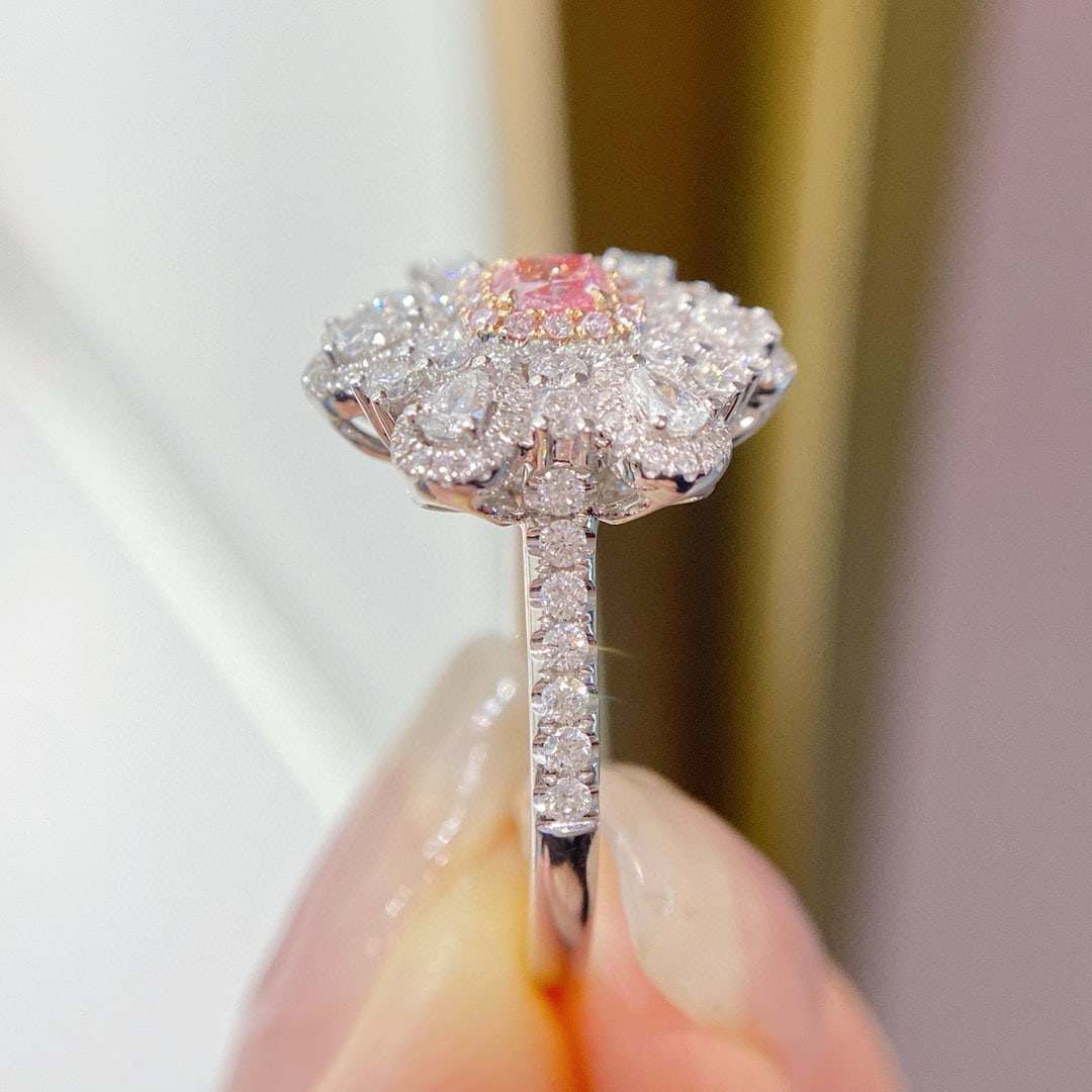 14k Gold 0.98 Ctw Natural Pink Diamond & Diamond Ring - 2