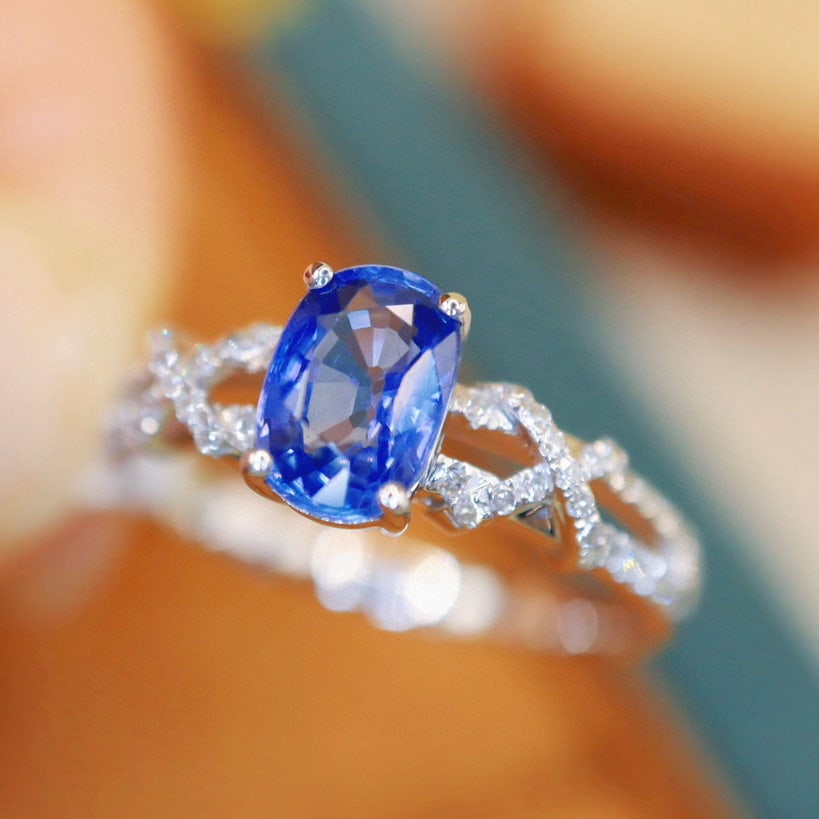 14k Gold 1.44 Ctw Natural Sapphire & Diamond Ring - 2