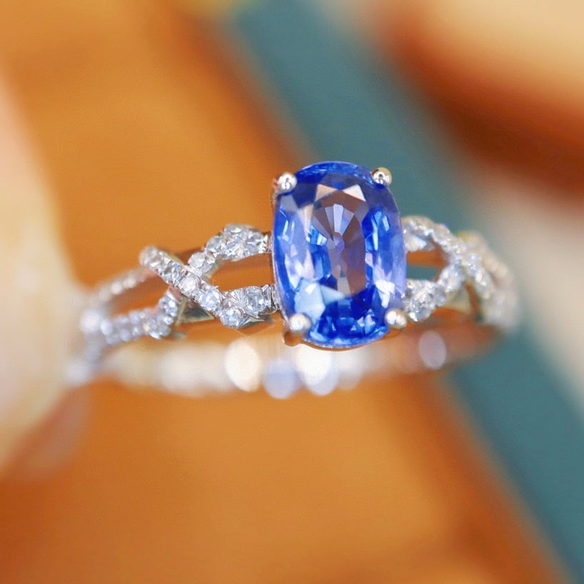 14k Gold 1.44 Ctw Natural Sapphire & Diamond Ring - 3