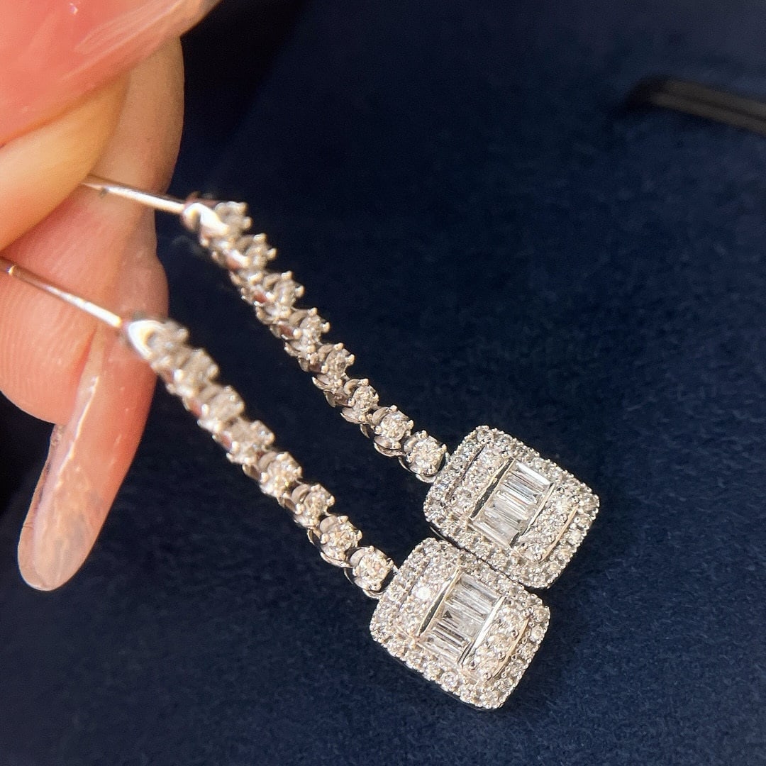 14k Gold 0.81 Ct Natural H Diamond Earrings - 2