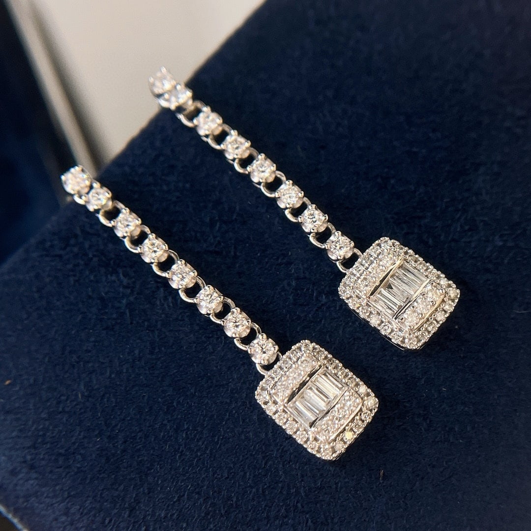 14k Gold 0.81 Ct Natural H Diamond Earrings - 4