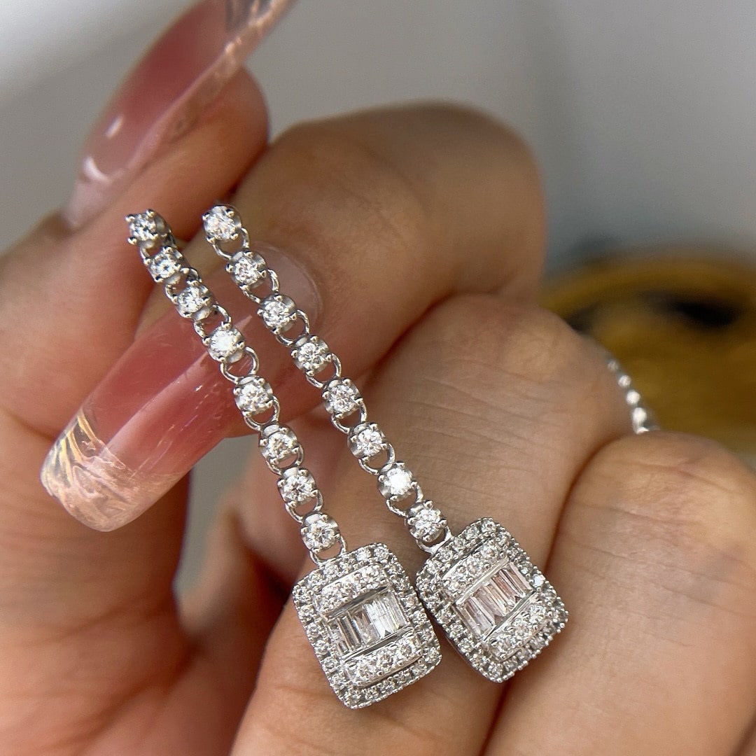 14k Gold 0.81 Ct Natural H Diamond Earrings - 5