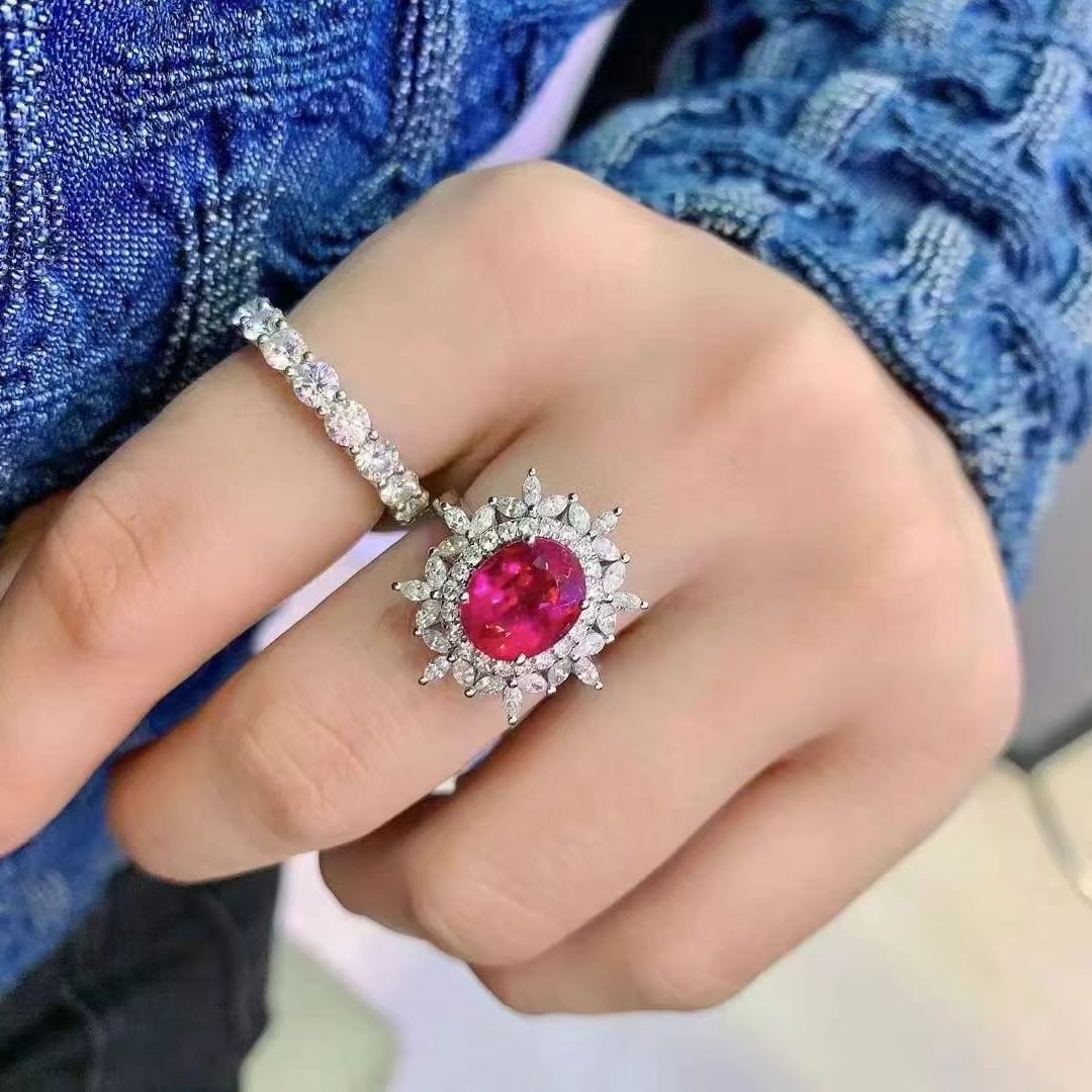 14k Gold 4.5 Ct Natural Tourmaline & Diamond Ring - 2