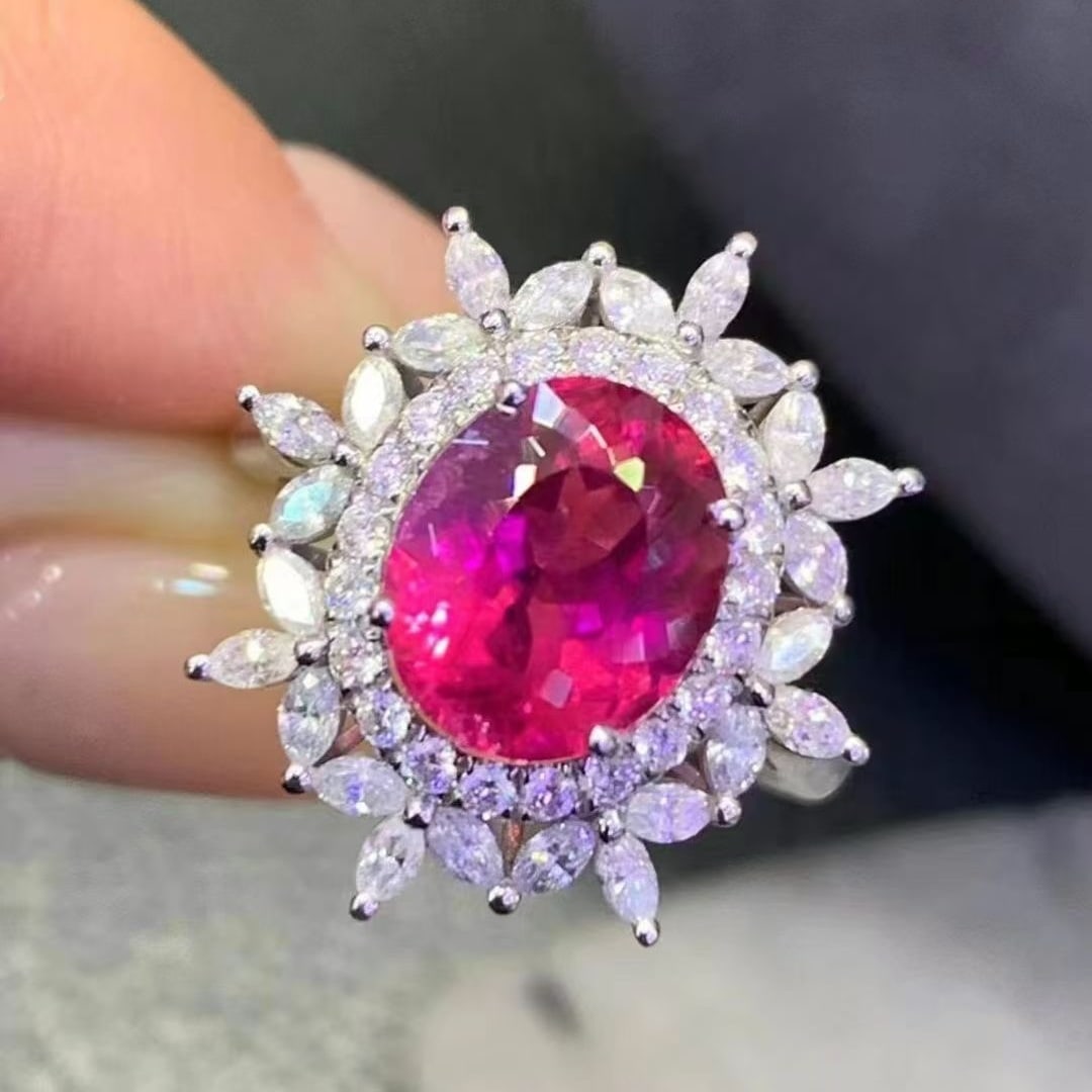 14k Gold 4.5 Ct Natural Tourmaline & Diamond Ring - 5