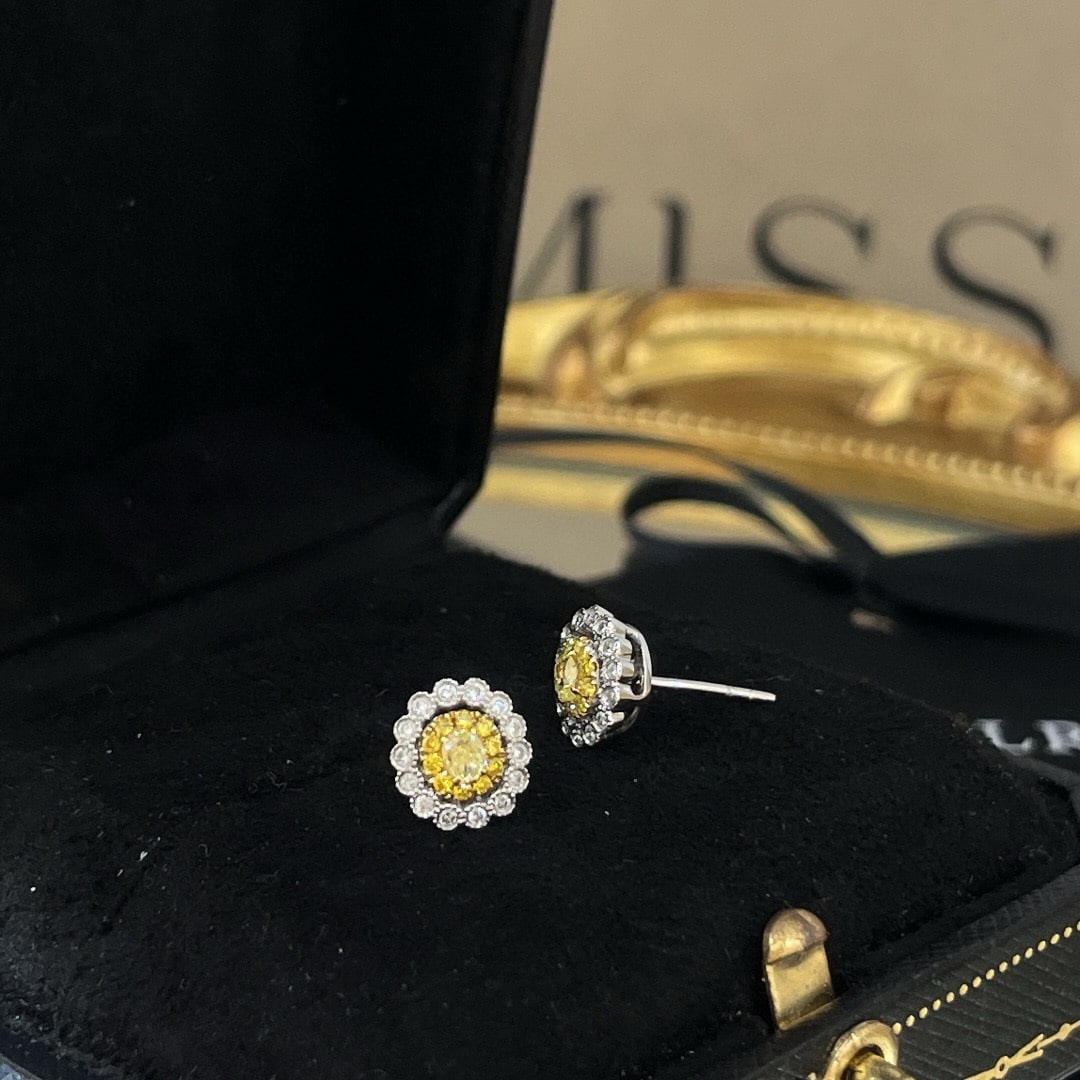 14k Gold 0.5 Ct Natural Color Diamond Earrings - 4