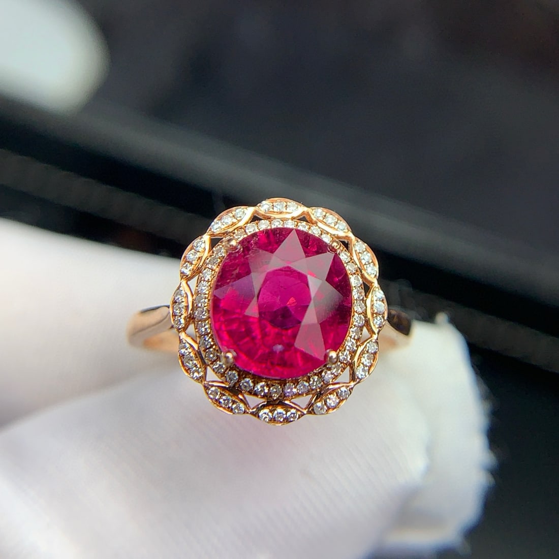 14k Gold 2.8 Ct Natural Tourmaline & Diamond Ring - 2