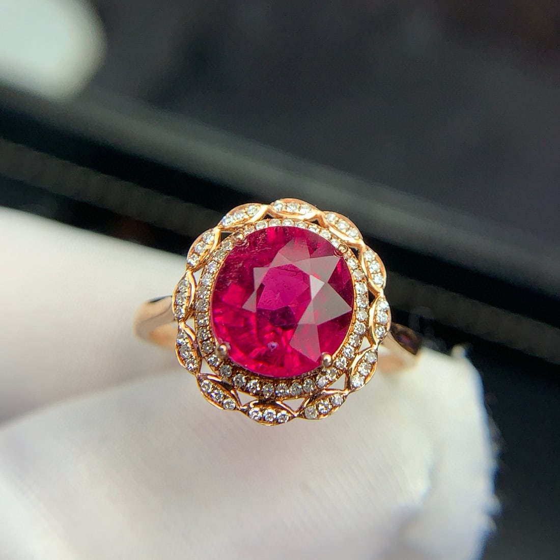 14k Gold 2.8 Ct Natural Tourmaline & Diamond Ring - 3