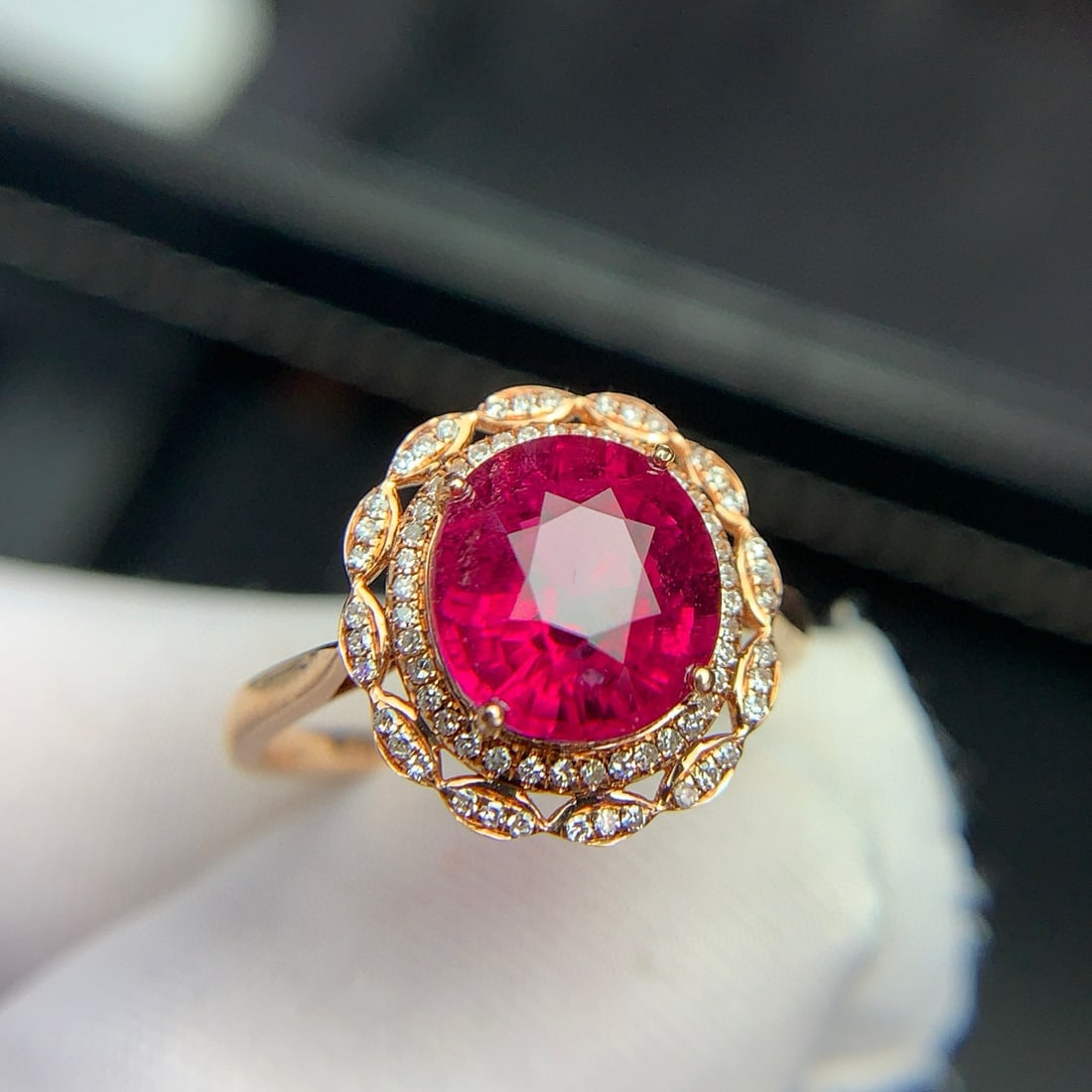 14k Gold 2.8 Ct Natural Tourmaline & Diamond Ring - 4