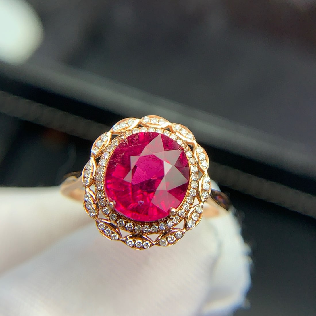 14k Gold 2.8 Ct Natural Tourmaline & Diamond Ring - 5