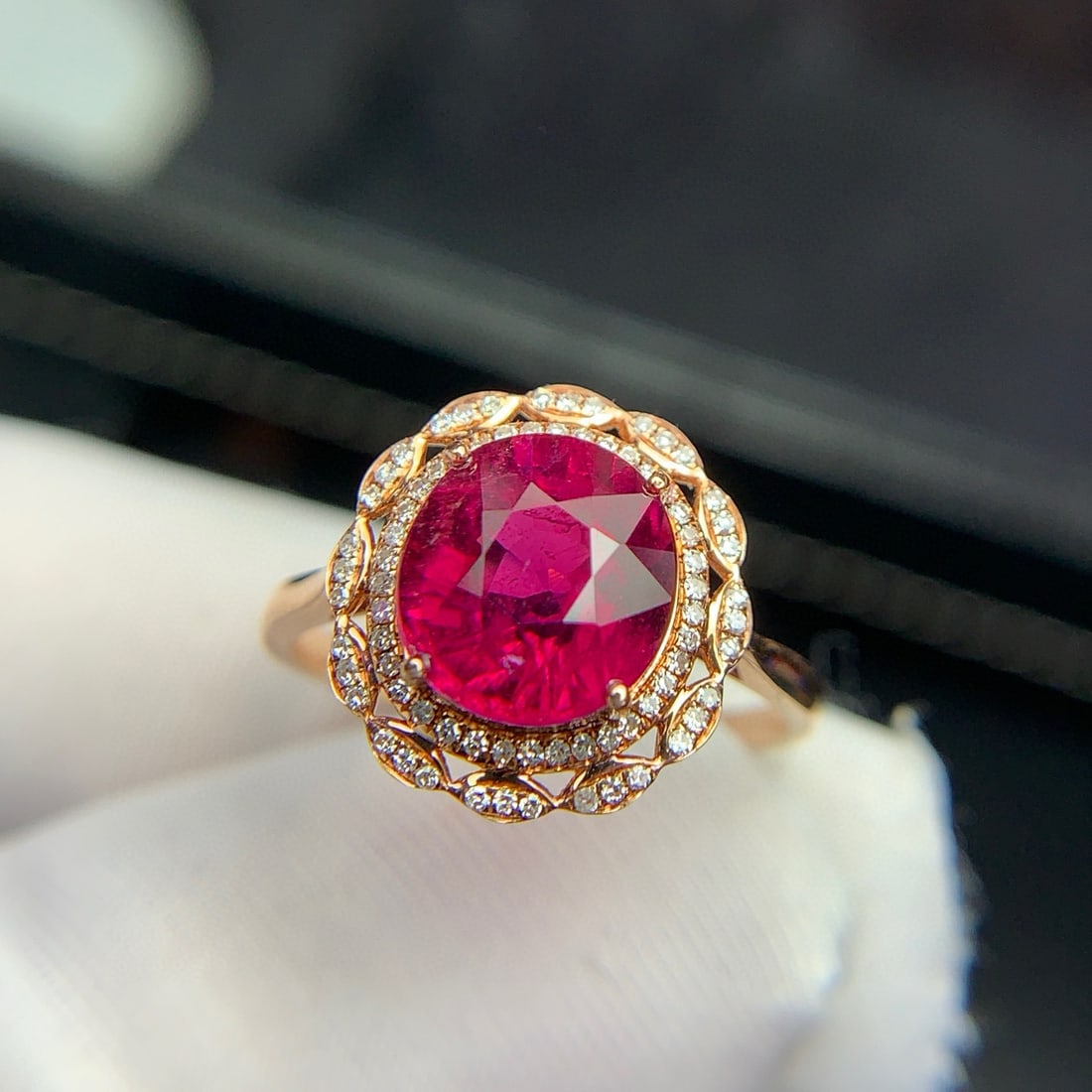 14k Gold 2.8 Ct Natural Tourmaline & Diamond Ring - 6