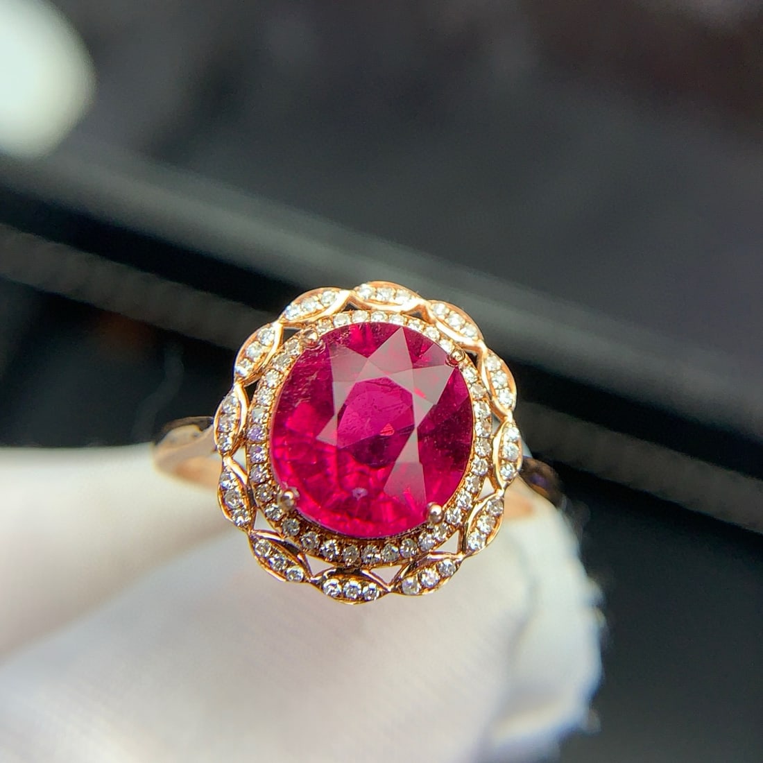 14k Gold 2.8 Ct Natural Tourmaline & Diamond Ring - 7