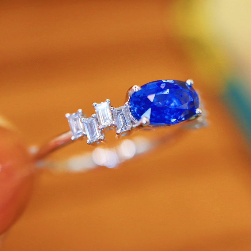 14k Gold 1.56 Ctw Natural Sapphire & Diamond Ring - 3