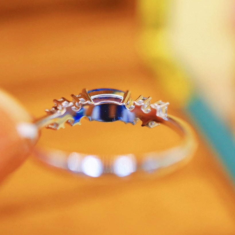 14k Gold 1.56 Ctw Natural Sapphire & Diamond Ring - 4