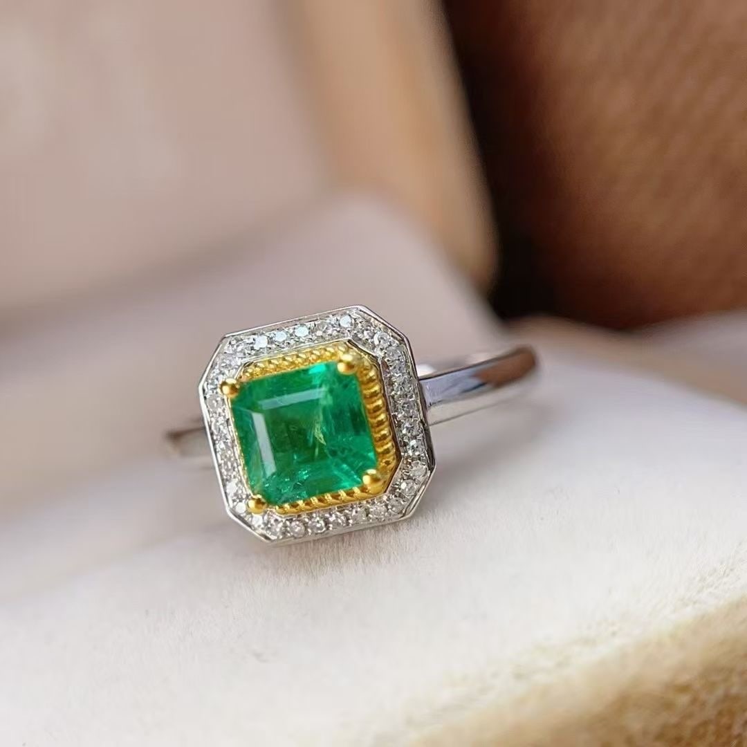 14k Gold 1.29 Ctw Natural Emerald & Diamond Ring - 5