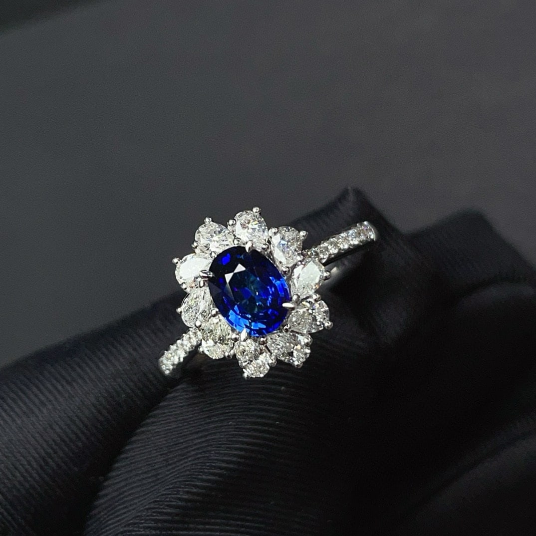 14k Gold 1.27 Ct Natural Sapphire & Diamond Ring - 3