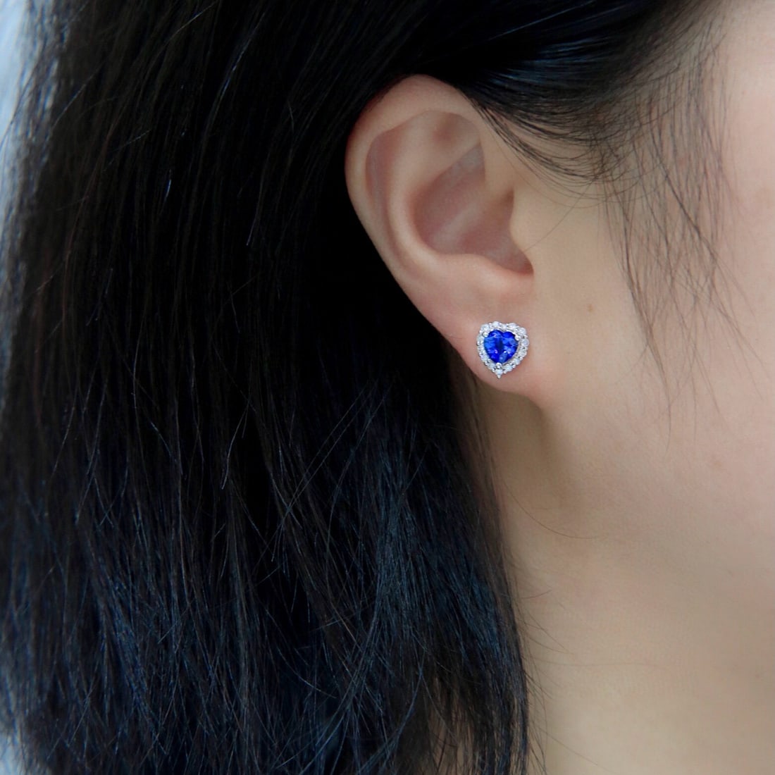 14k Gold 1.92 Ctw Vivid Blue Natural Sapphire & Diamond Earrings - 2