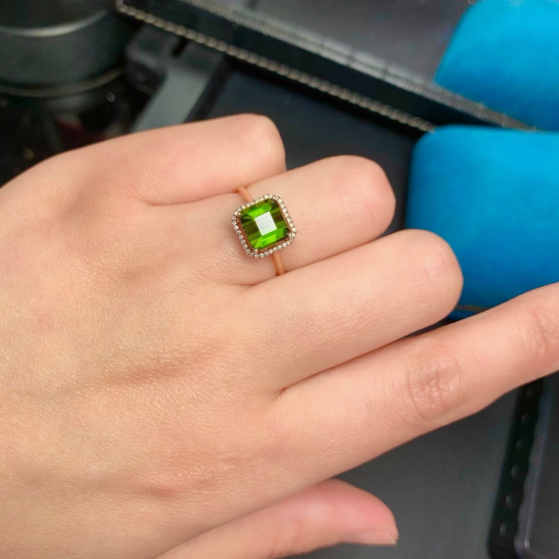 14k Gold 2.6 Ct Natural Tourmaline & Diamond Ring - 4