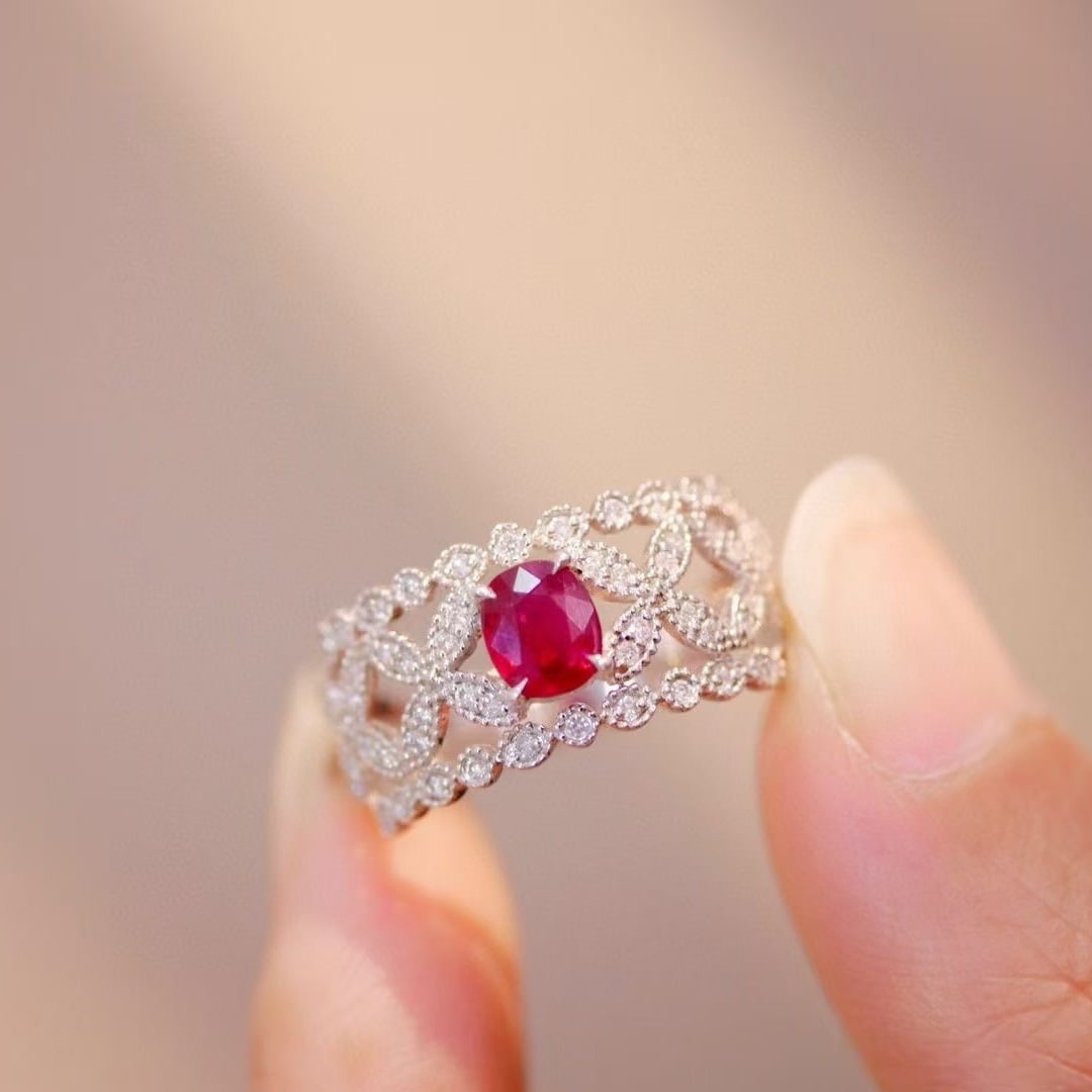 14k Gold 0.5 Ct Natural Ruby & Diamond Ring - 2