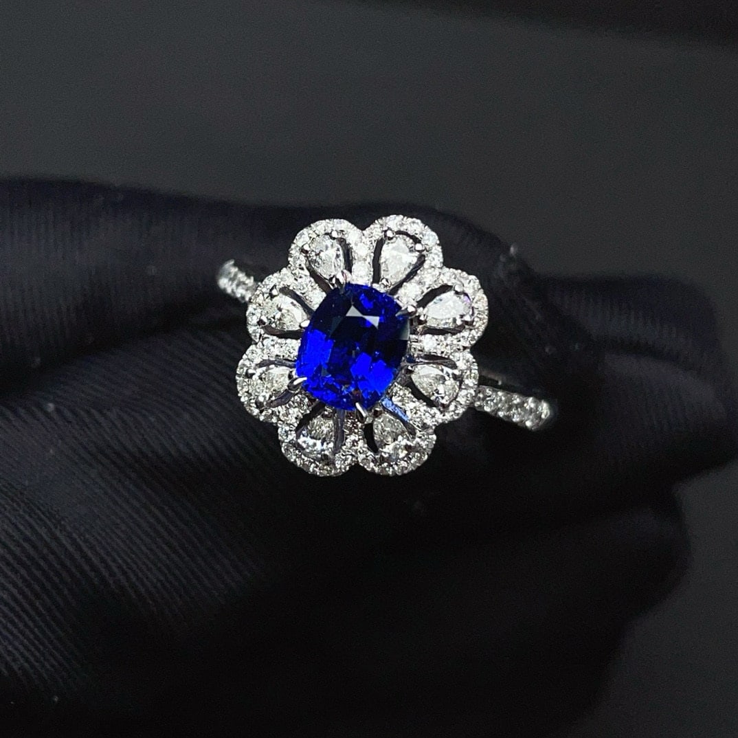 14k Gold 1.33 Ct Natural Sapphire & Diamond Ring - 2