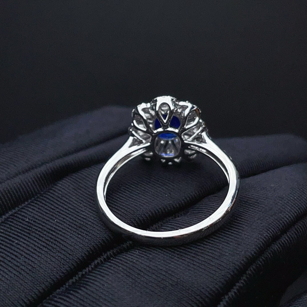 14k Gold 1.33 Ct Natural Sapphire & Diamond Ring - 4