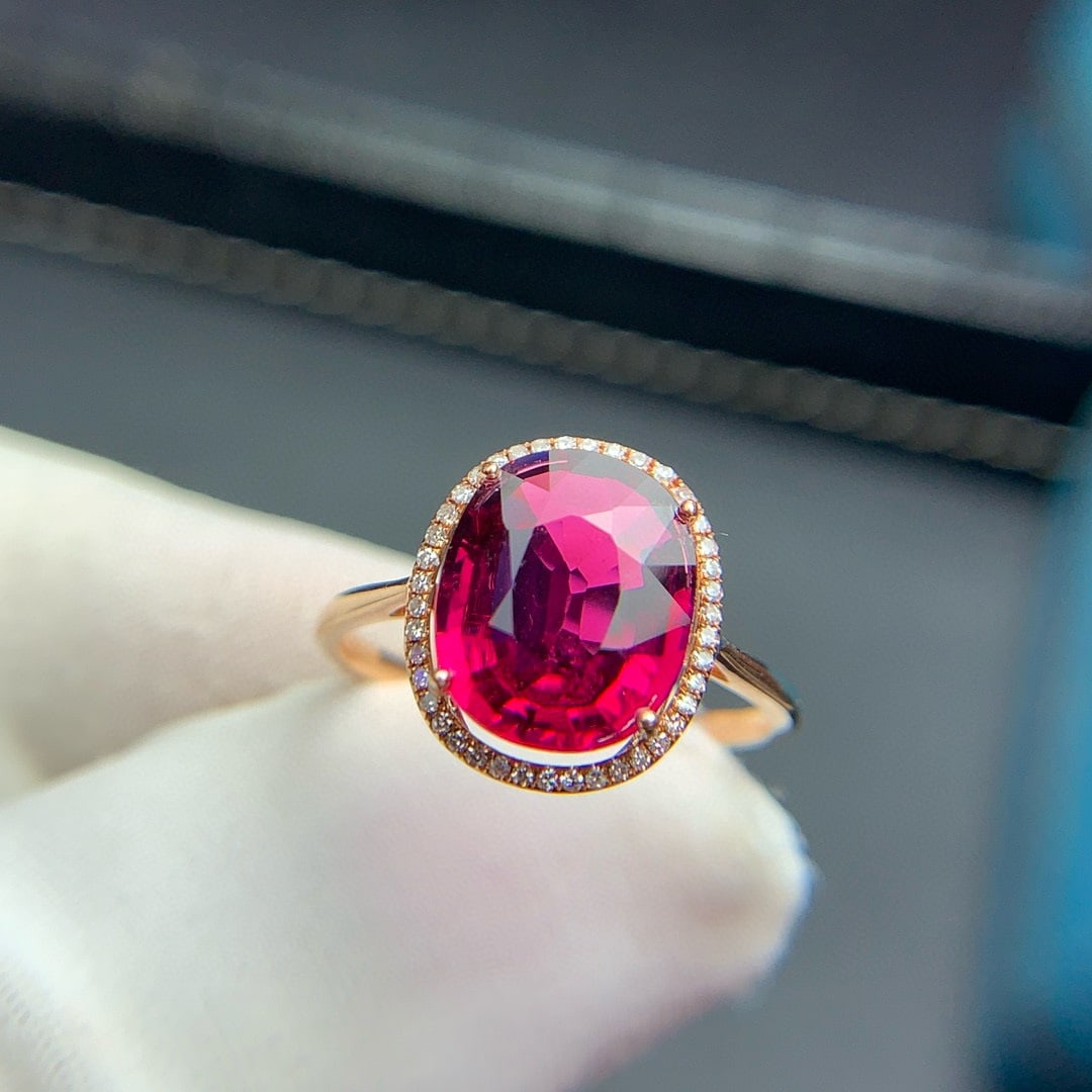 14k Gold 3.1 Ct Natural Tourmaline & Diamond Ring - 3