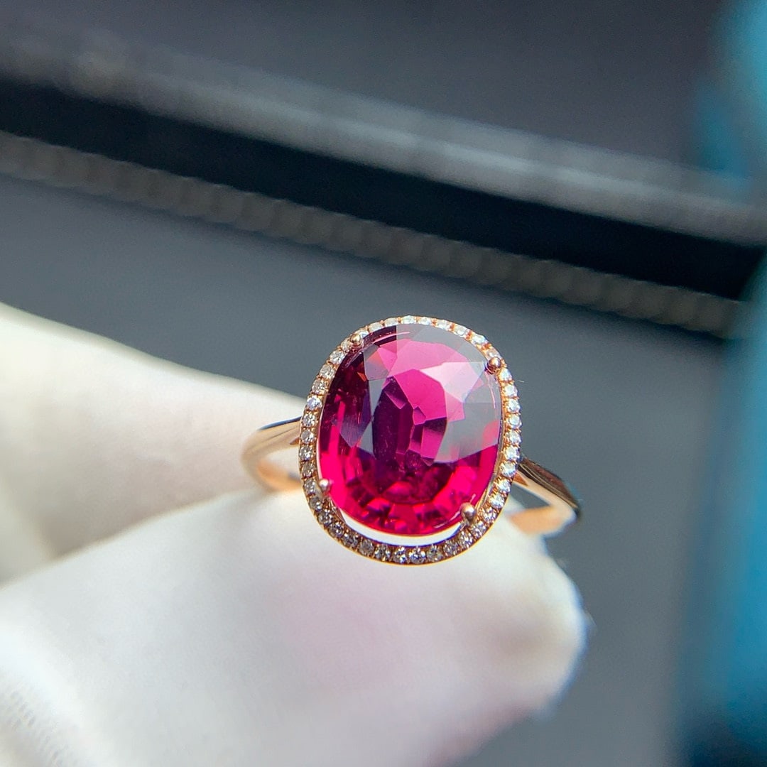 14k Gold 3.1 Ct Natural Tourmaline & Diamond Ring - 4