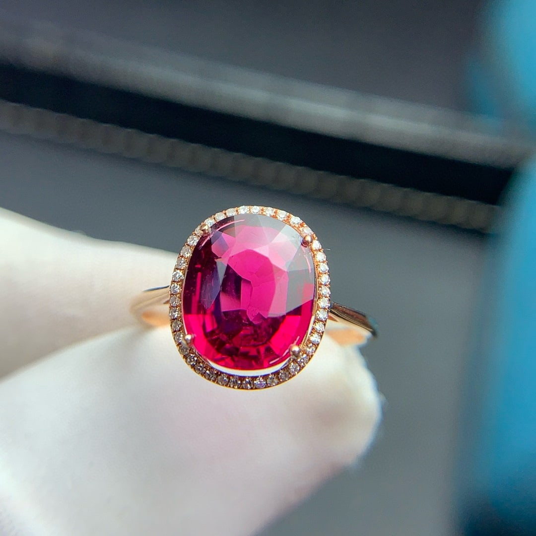 14k Gold 3.1 Ct Natural Tourmaline & Diamond Ring - 6