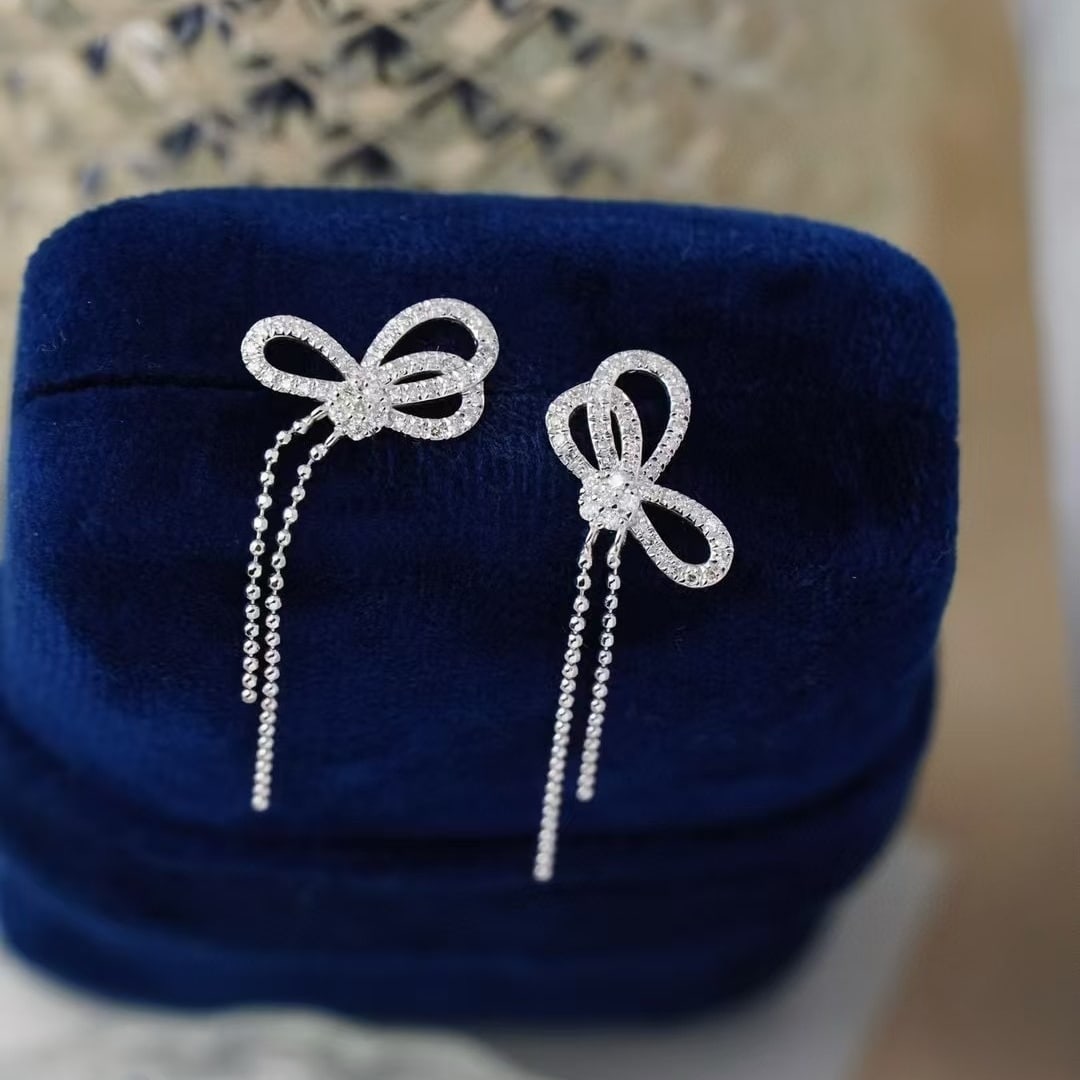 14k Gold 0.56 Ct Natural H Diamond Earrings - 6