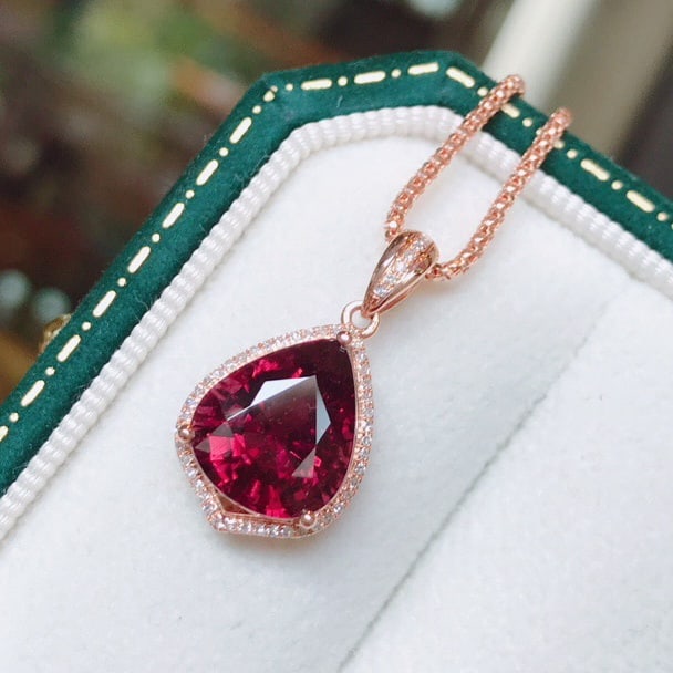 14k Gold 4.14 Ct Natural Tourmaline & Diamond Pendant( Without Chain ) - 5