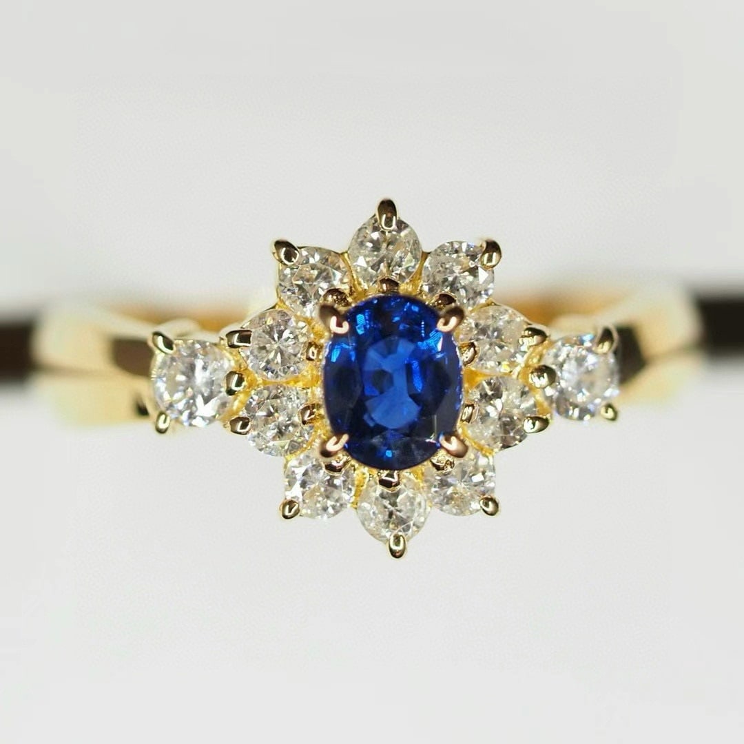14k Gold 1.04 Ctw Natural Sapphire & Diamond Ring - 2