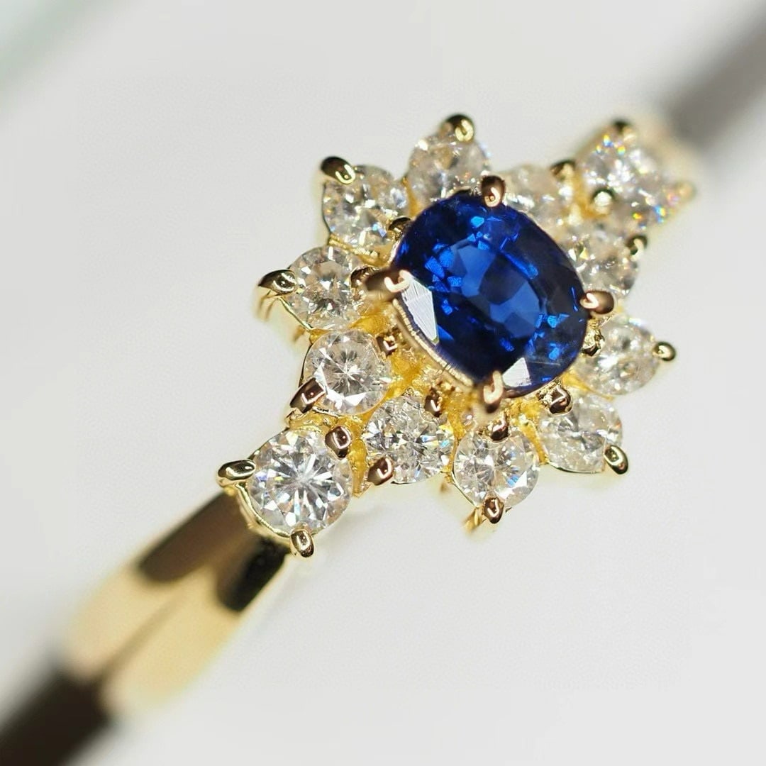 14k Gold 1.04 Ctw Natural Sapphire & Diamond Ring - 3