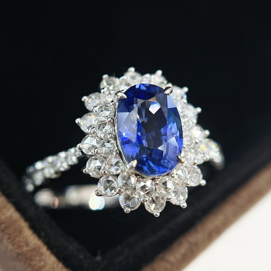 14k Gold 2.63 Ctw Natural Sapphire & Diamond Ring - 5