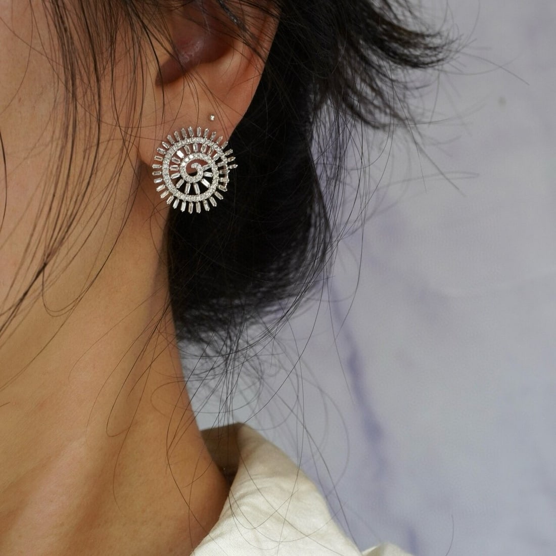 14k Gold 1.24 Ct Natural H Diamond Earrings - 6