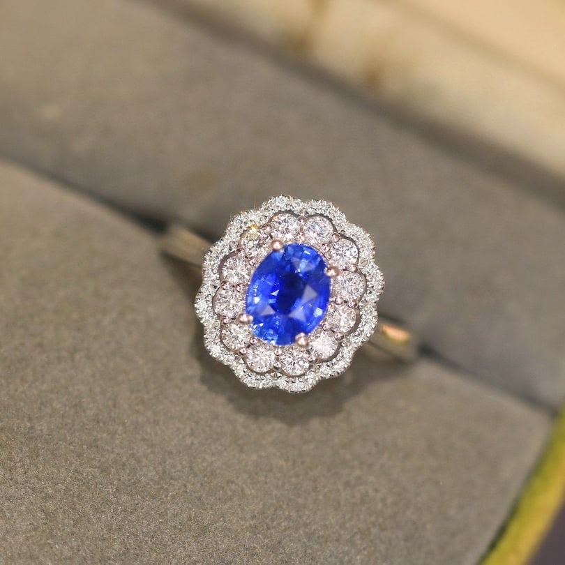 14k Gold 2.16 Ctw Natural Sapphire & Diamond Ring - 3