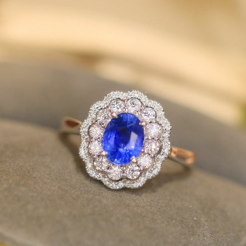 14k Gold 2.16 Ctw Natural Sapphire & Diamond Ring - 4