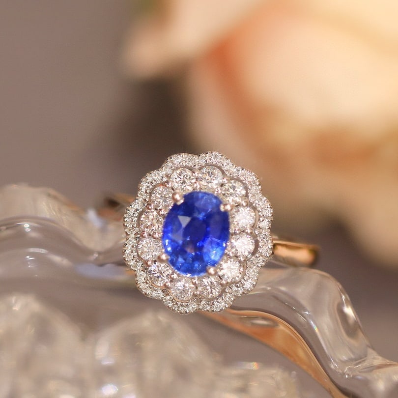 14k Gold 2.16 Ctw Natural Sapphire & Diamond Ring - 5