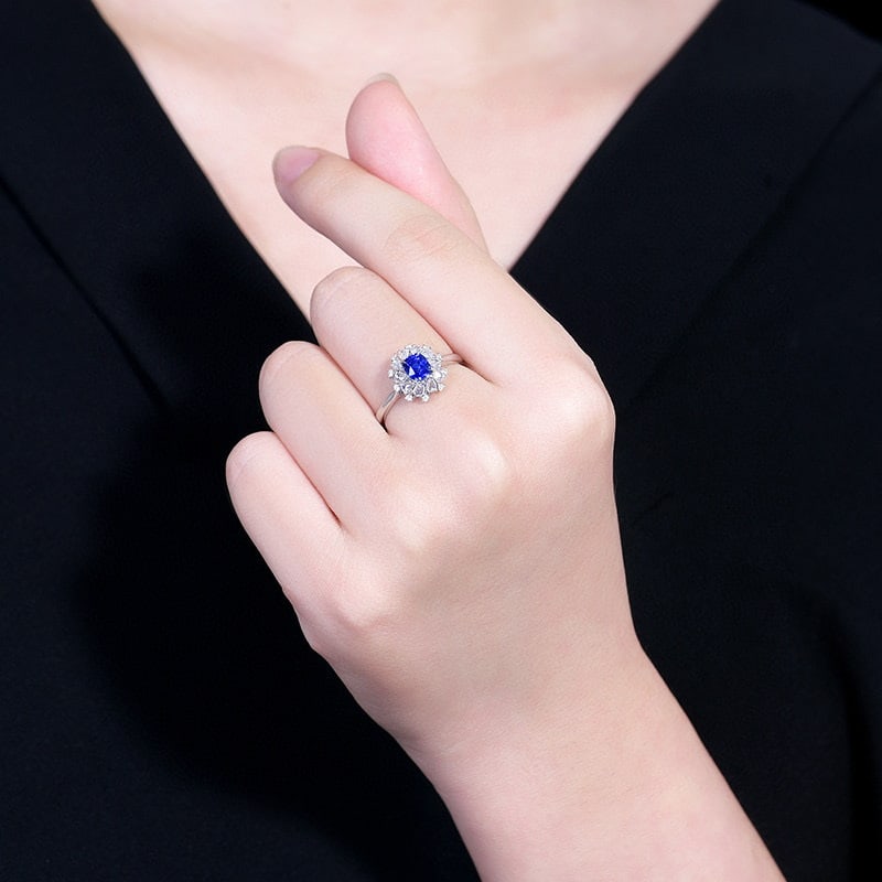 14k Gold 1.14 Ctw Natural Sapphire & Diamond Ring - 6