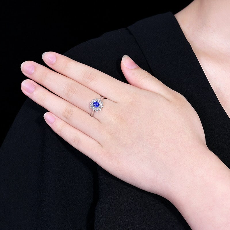 14k Gold 1.14 Ctw Natural Sapphire & Diamond Ring - 7