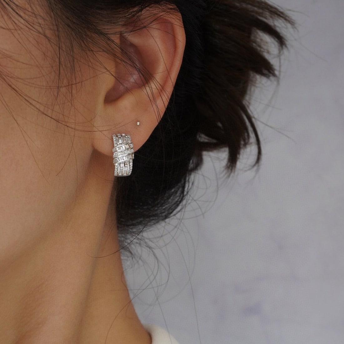 14k Gold 0.76 Ct Natural H Diamond Earrings - 4