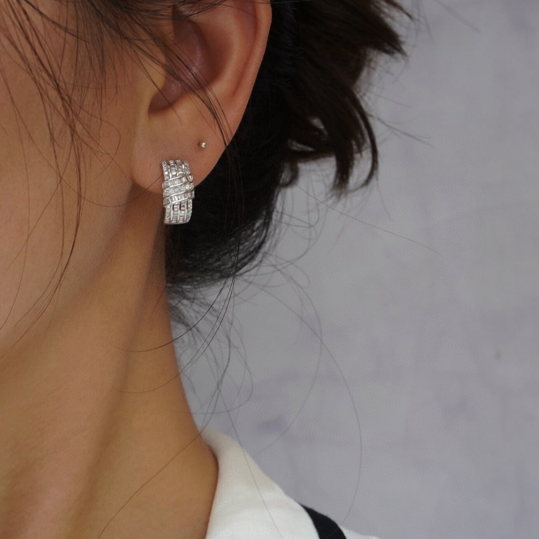 14k Gold 0.76 Ct Natural H Diamond Earrings - 5