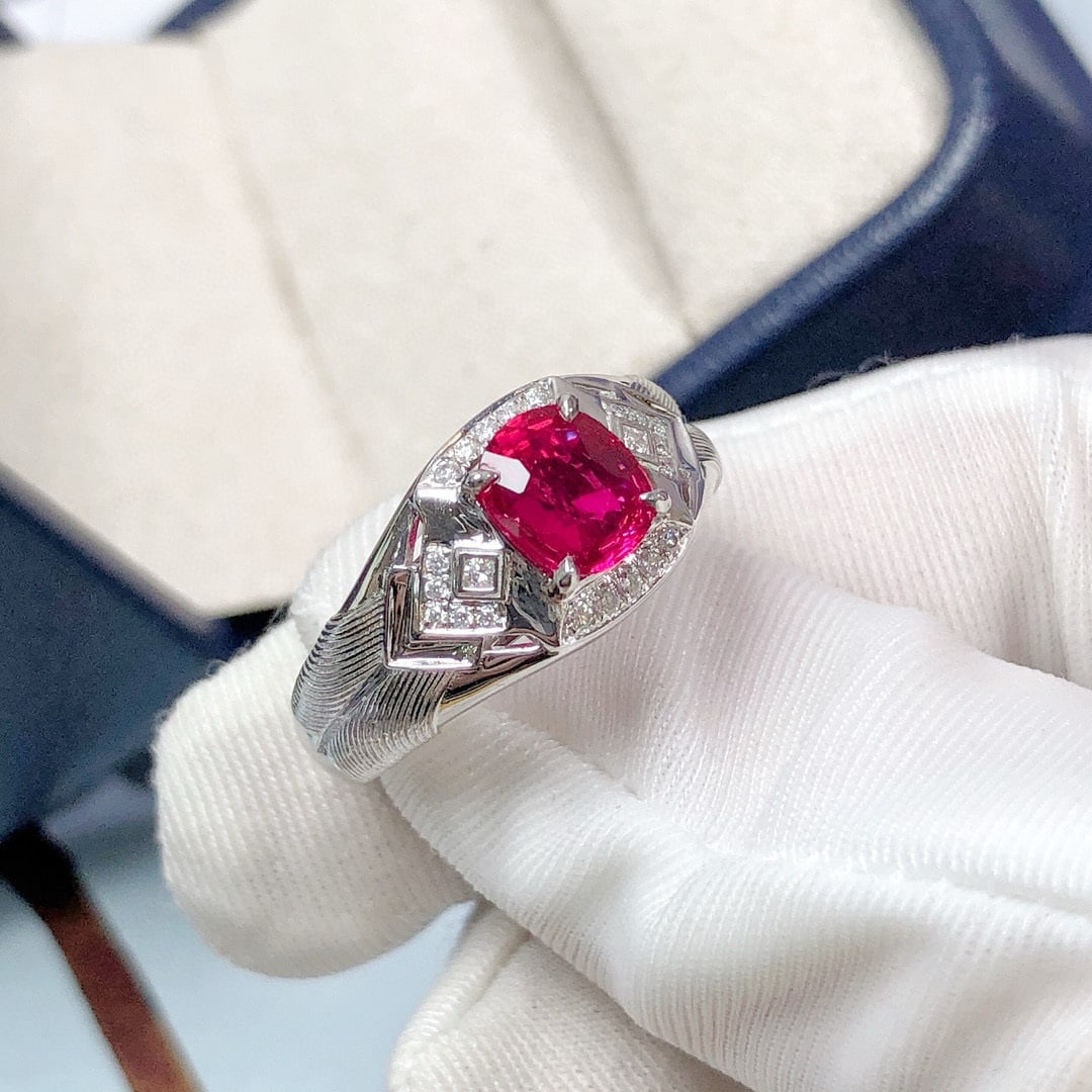 14k Gold 1.11 Ctw Natural Ruby & Diamond Ring - 5