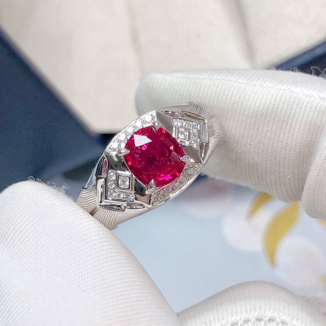 14k Gold 1.11 Ctw Natural Ruby & Diamond Ring - 7