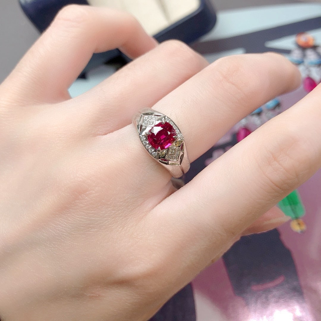 14k Gold 1.11 Ctw Natural Ruby & Diamond Ring - 8