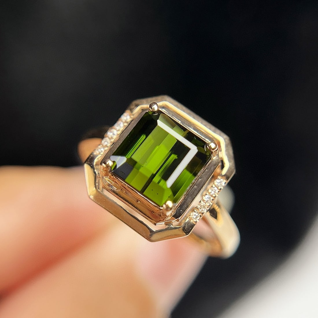 14k Gold 2.00 Ct Natural Tourmaline & Diamond Ring - 2